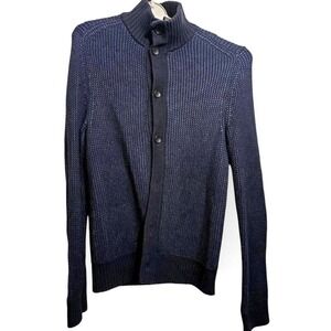Banana‎ Republic Men's Cardigan Sweater – Medium – Navy/Black – 100% Cotton